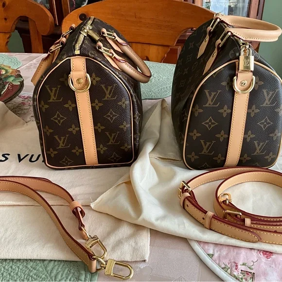 Brown Monogram Satchel, size 25 with natural Vacchetta leather. - Picture 9 of 14